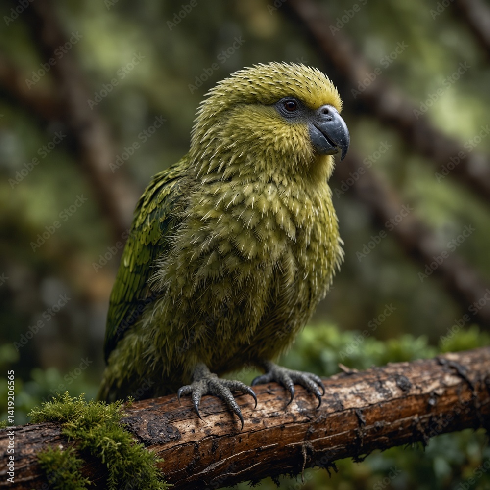 Obraz premium Kakapo bird on piece of wood