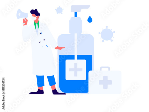 Medical characters fighting the epidemic flat vector concept operation hand drawn illustration
