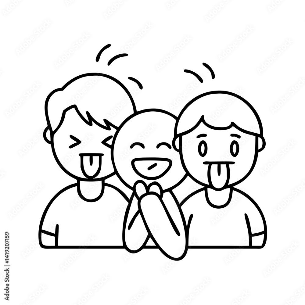 friends making silly faces icon, friends making silly faces line art - simple line art of friends making silly faces, perfect for friends making silly faces logos and icons friends making silly faces icon, friends making silly faces line art - simple line art of friends making silly faces, perfect for friends making silly faces logos and icons