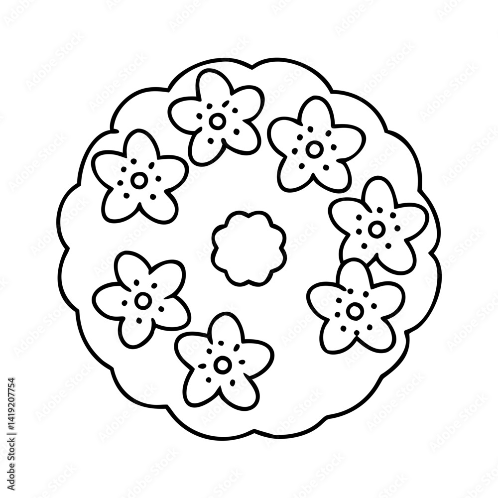 frosted doughnut with edible flowers icon frosted doughnut with edible flowers icon