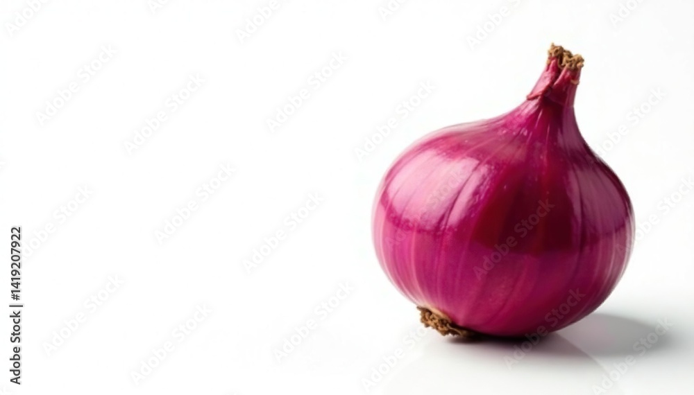 Fototapeta premium Single red onion, vibrant color, clean white background, bulb, market