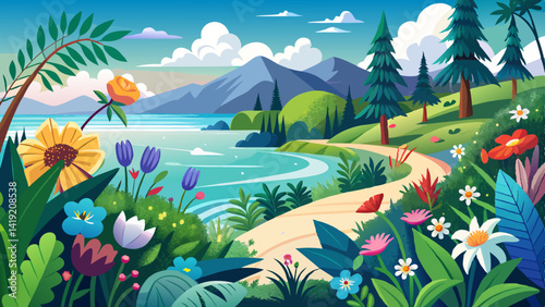 Flores Floresta praia montanhas



