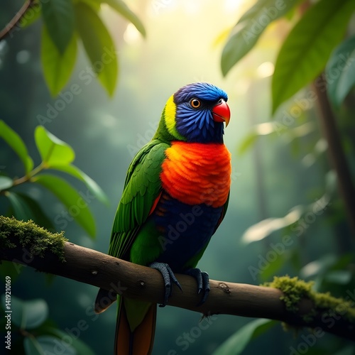 rainbow lorikeet on branch