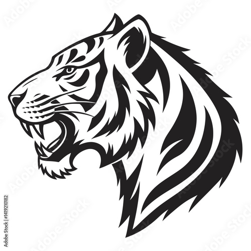 Wallpaper Mural tiger head black silhouette icon Torontodigital.ca