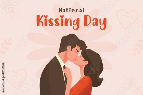 National Kissing Day Poster Flat Vector Illustration