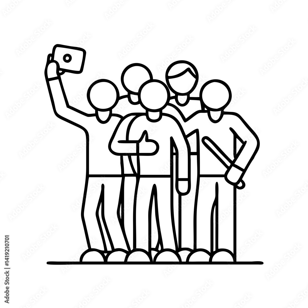 group selfie icon, group selfie line art - simple line art of group selfie, perfect for group selfie logos and icons group selfie icon, group selfie line art - simple line art of group selfie, perfect for group selfie logos and icons