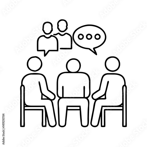 group therapy icon, group therapy line art - simple line art of group therapy, perfect for group therapy logos and icons