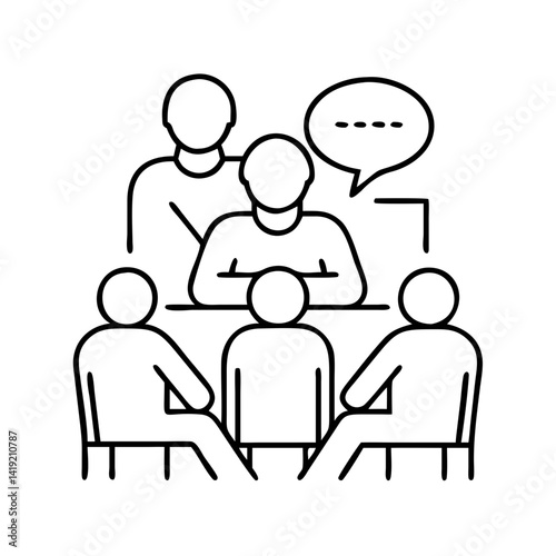 group therapy icon, group therapy line art - simple line art of group therapy, perfect for group therapy logos and icons