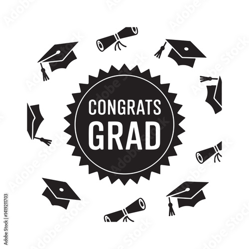 Modern Graduation Illustration Vector Bundle for Crafting, Invitations, and Marketing Featuring Cap, Diploma, and Decorative Accents