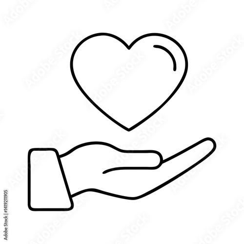 hand over heart icon, hand over heart line art - simple line art of hand over heart, perfect for hand over heart logos and icons