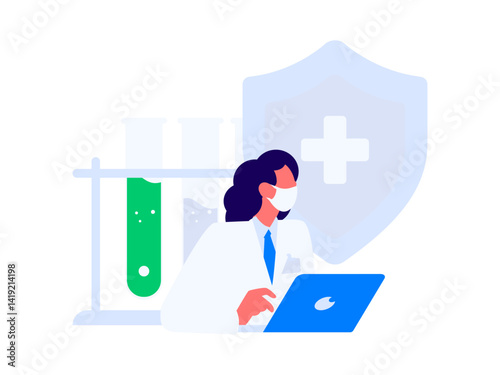 Medical characters fighting the epidemic flat vector concept operation hand drawn illustration
