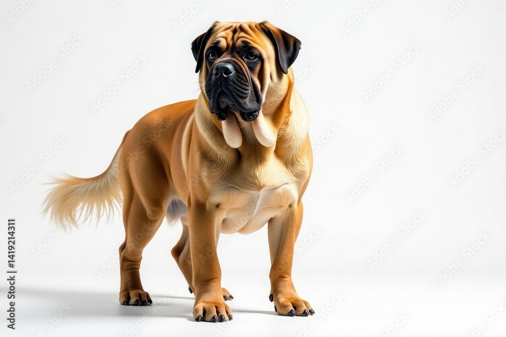 Obraz premium Majestic mastiff, powerful stance, white background, breed, isolated