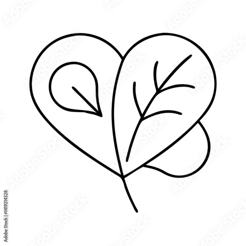 heart leaf icon, heart leaf line art - simple line art of heart leaf, perfect for heart leaf logos and icons
