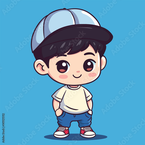 cute Actress boy mascot pfp cartoon no details solid background bright