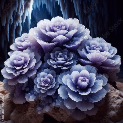 Celestite flowers appear in caves