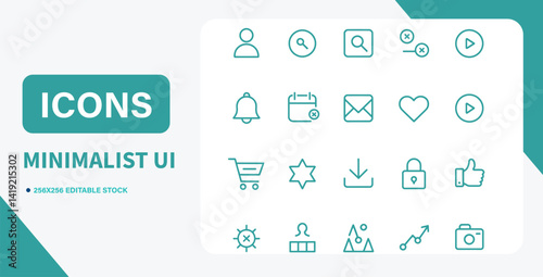 minimalist UI icons set for all