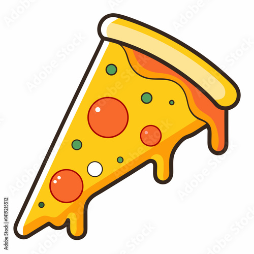 A slice of pizza topped with gooey melted cheese, showcasing a golden crust and a deliciously inviting appearance.