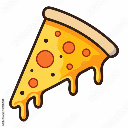 A slice of pizza topped with gooey melted cheese, showcasing a golden crust and a deliciously inviting appearance.