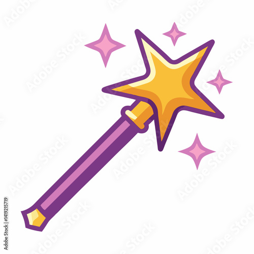 A sticker featuring a magic wand adorned with stars, symbolizing enchantment and creativity.