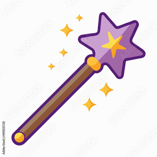A sticker featuring a magic wand adorned with stars, symbolizing enchantment and creativity.