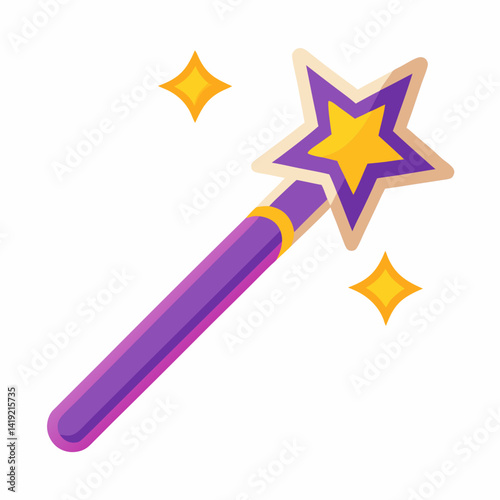 A sticker featuring a magic wand adorned with stars, symbolizing enchantment and creativity.