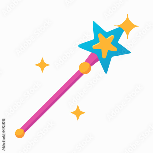 A sticker featuring a magic wand adorned with stars, symbolizing enchantment and creativity.