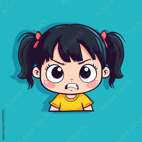 cute afraid girl mascot pfp cartoon no details solid background bright
