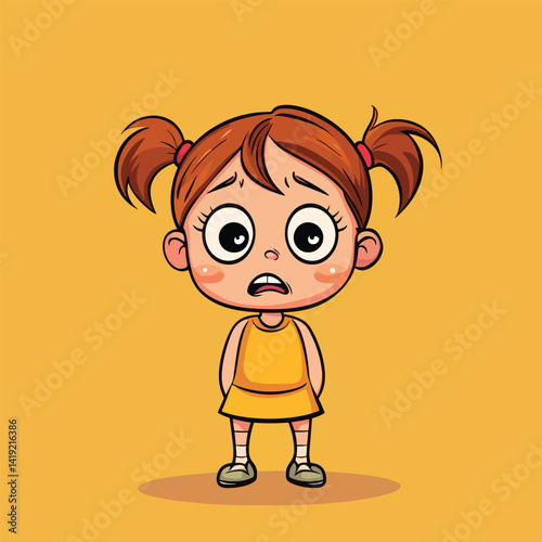 cute afraid girl mascot pfp cartoon no details solid background bright