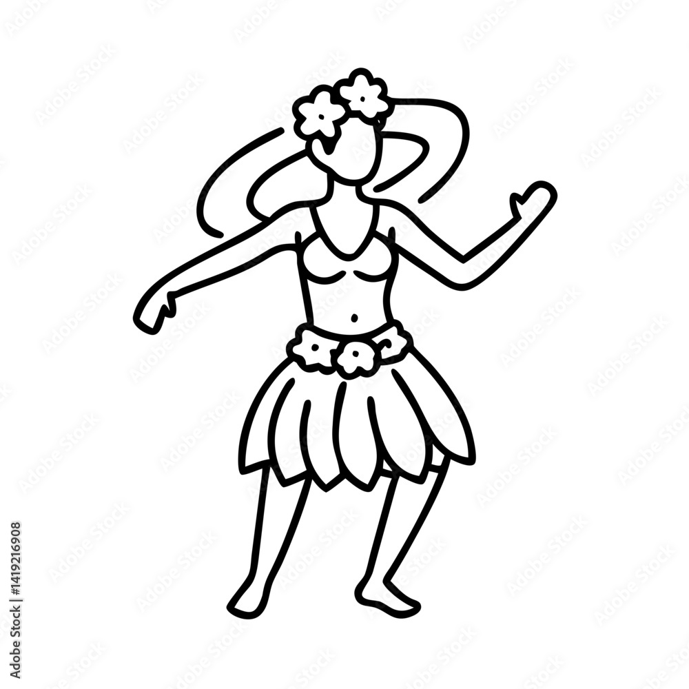hula dancer icon, hula dancer line art - simple line art of hula dancer, perfect for hula dancer logos and icons hula dancer icon, hula dancer line art - simple line art of hula dancer, perfect for hula dancer logos and icons
