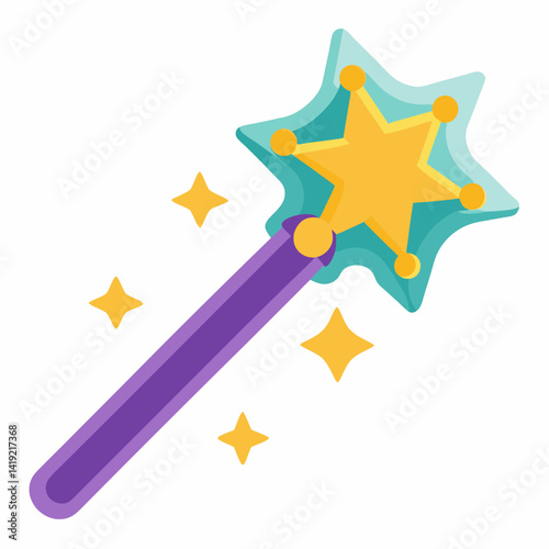 A sticker featuring a magic wand adorned with stars, symbolizing enchantment and creativity.