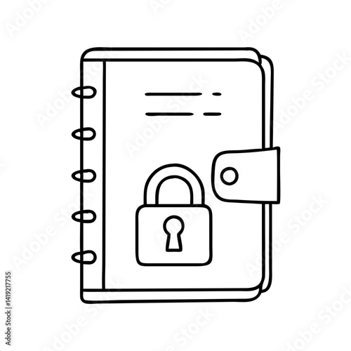 journal with lock icon, journal with lock line art - simple line art of journal with lock, perfect for journal with lock logos and icons