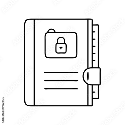 journal with lock icon, journal with lock line art - simple line art of journal with lock, perfect for journal with lock logos and icons