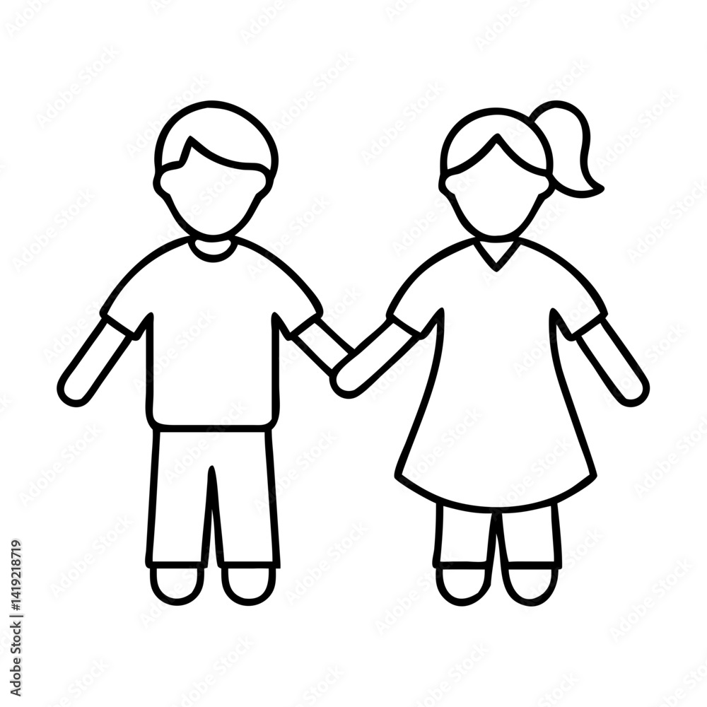 kids holding hands icon, kids holding hands line art - simple line art of kids holding hands, perfect for kids holding hands logos and icons kids holding hands icon, kids holding hands line art - simple line art of kids holding hands, perfect for kids holding hands logos and icons
