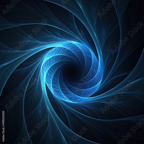 Blue Fractal Spiral with Radiant Light Energy Pattern