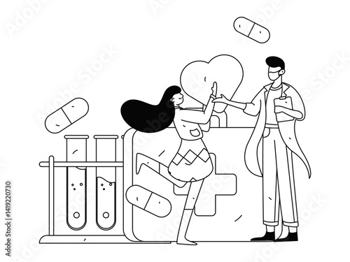 Medical characters fighting the epidemic flat vector concept operation hand drawn illustration
