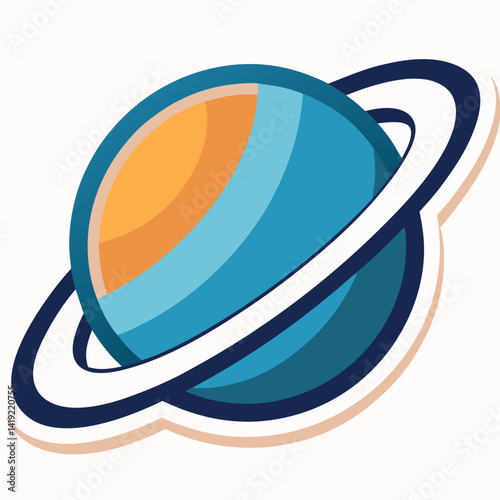 Saturn planet sticker featuring its iconic rings and vibrant colors on a white background.