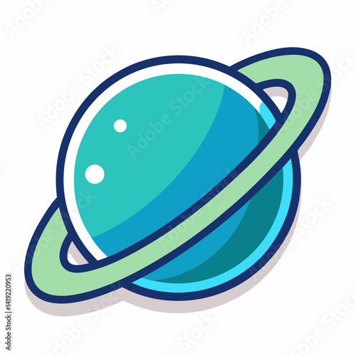 Saturn planet sticker featuring its iconic rings and vibrant colors on a white background.
