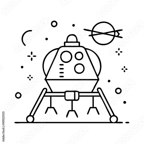 lunar lander icon, lunar lander line art - simple line art of lunar lander, perfect for lunar lander logos and icons