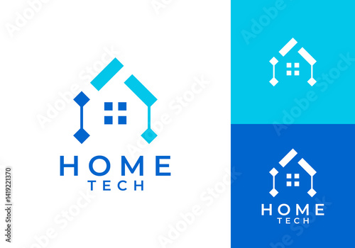 simple home technology logo vector design concept