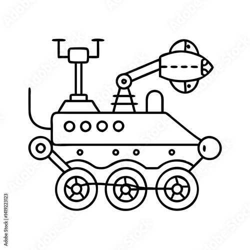 mars rover icon, mars rover line art - simple line art of mars rover, perfect for mars rover logos and icons