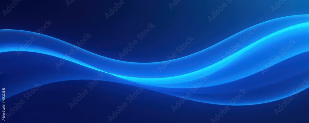 Obraz premium Glowing blue streaks, dynamic curves on a deep blue abstract background, swirl, glowing
