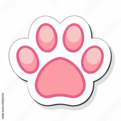 A pink paw print centered on a clean white background, symbolizing pets or animal themes.