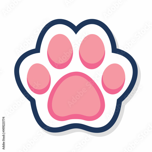 A pink paw print centered on a clean white background, symbolizing pets or animal themes.