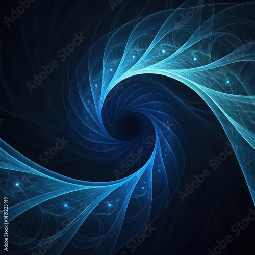 Blue Fractal Spiral with Radiant Light Energy Pattern