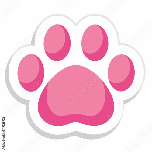 A pink paw print centered on a clean white background, symbolizing pets or animal themes.