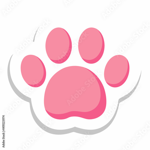 A pink paw print centered on a clean white background, symbolizing pets or animal themes.
