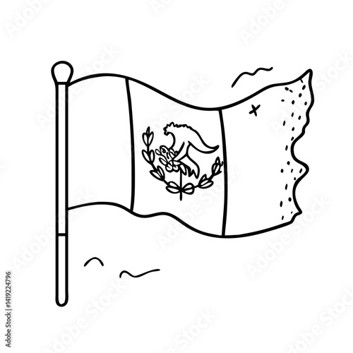 mexican flag waving icon, mexican flag waving line art - simple line art of mexican flag waving, perfect for mexican flag waving logos and icons