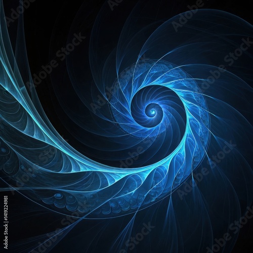 Blue Fractal Spiral with Radiant Light Energy Pattern