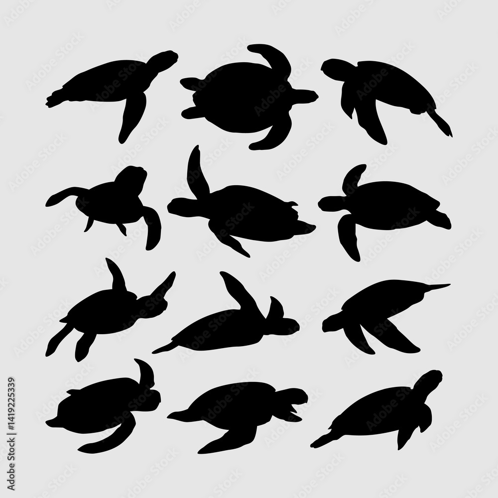 Obraz premium set of sea turtle vector silhouette collection