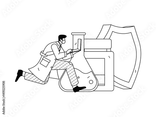 Medical characters fighting the epidemic flat vector concept operation hand drawn illustration
